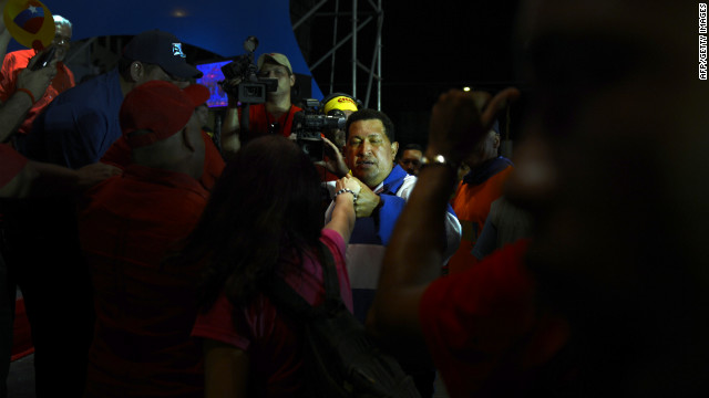 Chavez holds a campaign rally in Valencia on Wednesday.