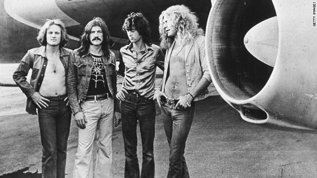 Archetypal '70s rock stars, John Paul Jones, from left, Bonham, Page and Plant use The Starship jet to tour in 1973.