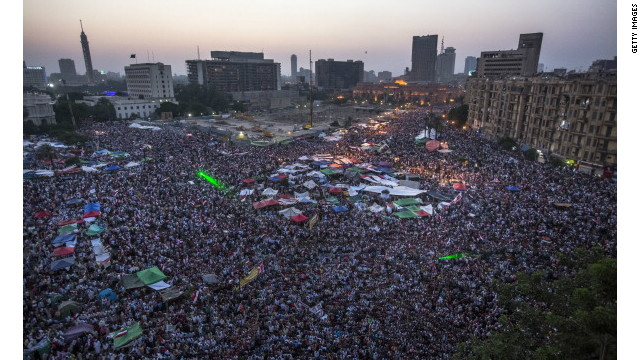 Tahrir Square in Cairo was the central scene of fighting during more than a year of political unrest in Egypt. The country's economy is struggling to recover and almost one in three young people are out of work.