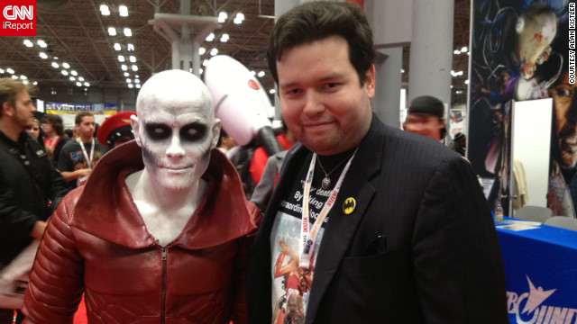 Of course, there were plenty of amazing costumes to be found in the convention hall as well. Alan Kistler, a Comic Con veteran of many years, came upon this impressive Deadman costume and had to get in the photo himself.