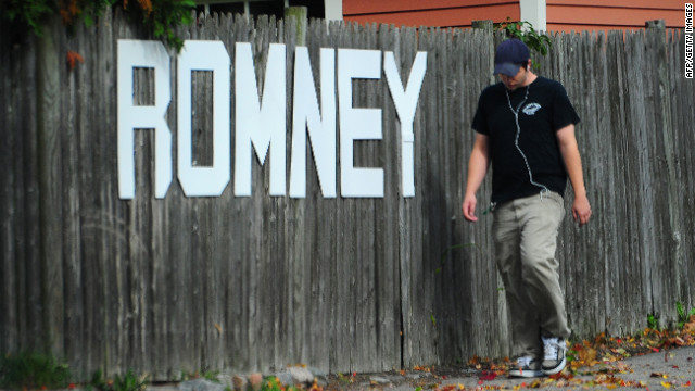 A sign on a fence in Belmont, Massachusetts, shows where at least one voter's loyalties lie.