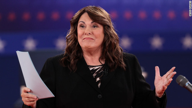 Moderator Candy Crowley of CNN speaks to the audience prior to the start of a town hall-style presidential debate.