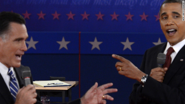 President Obama and Romney clash during the debate.