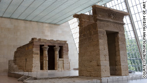 The 2000-year-old Temple of Dendur is displayed in the Sackler Wing of the Metropolitan Museum of Art, New York.
