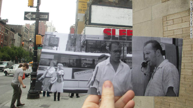 John McLane (Bruce Willis) and Zeus Carter (Samuel L. Jackson) stop to take a call from Simon Gruber (Jeremy Irons) at the 72nd Street subway station (at Broadway). 