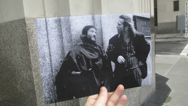 Parry (Robin Williams) and Jack Lucas (Jeff Bridges) spy on Lydia, the object of Parry's affection in "The Fisher King." Her office is in Eleven Madison (formerly The Metropolitan Life North Building), which has quietly become one of the most popular filming locations in New York.