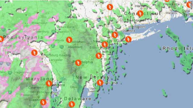 The Superstorm Sandy 2012 map from Google shows precipitation, evacuation routes, shelters and other helpful information.
