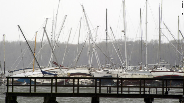 Sailboats rest on the ground after being tipped over by Superstorm Sandy on City Island, New York, on Tuesday.