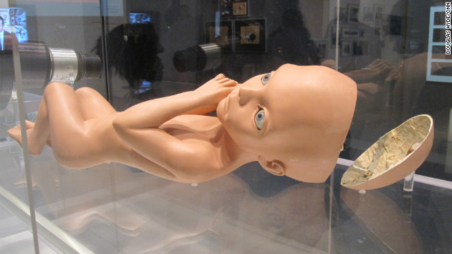 A creepy baby doll? No, it's just the working model of the "Star Child" seen at the end of "2001." What does the great big space fetus represent? Well... that's open to interpretation. 