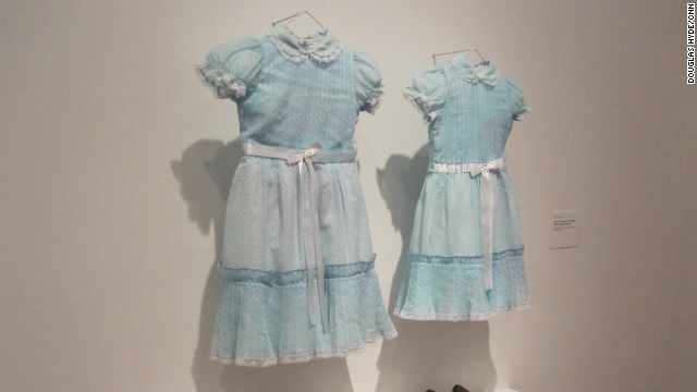 The blue dresses worn by the ghostly twins of "The Shining" are just as chilling off the movie set. 