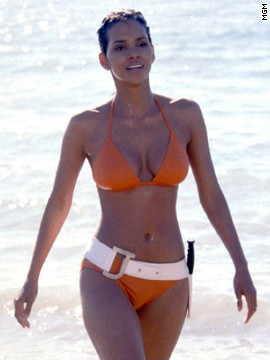 Halle Berry's Giacinta Johnson earned the nickname Jinx because she was born on Friday the 13th. In homage to Andress' Honey Ryder, audiences first see Berry as she emerges from the ocean wearing an orange bikini in 2002's "Die Another Day."