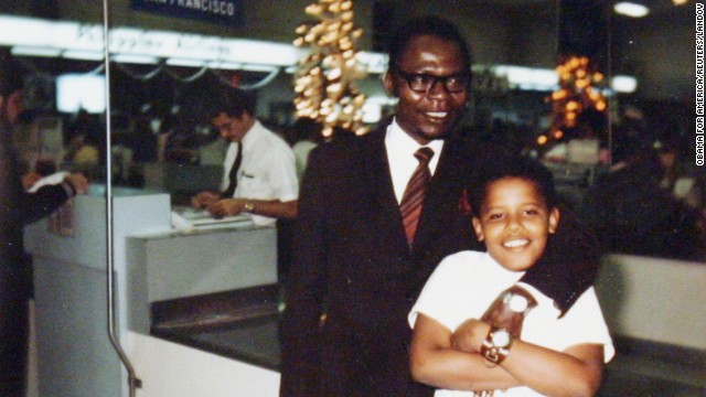 President Obama with his father, Barack Obama Sr., in an undated family snapshot from the 1960s.