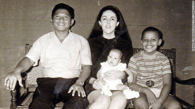 President Obama with his stepfather, Lolo Soetoro, left, his sister Maya Soetoro and his mother, Ann Dunham, center, in an undated family snapshot.