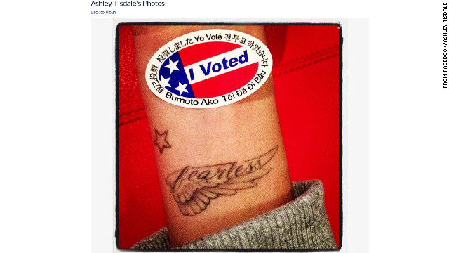 Ashley Tisdale picked a unique spot to place her "I Voted" sticker on November 6. 