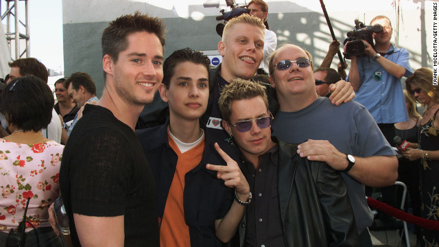 The made-for-TV boy band 2gether debuted on MTV in 2000. Shown here at the 2000 MTV Movie Awards, the guys attracted attention with songs like "U + Me = Us (Calculus)" and "Say It (Don't Spray It)." "2ge+her: The Series" followed the original TV movie, but ended in 2001 when member Michael Cuccione died of cancer. In <a href='http://marquee.blogs.cnn.com/2011/11/15/mtvs-fake-boy-band-2gether-plots-comeback/' >November 2011</a>, Alex Solowitz, Evan Farmer, Noah Bastian and Kevin Farley said they were looking to reunite the band.