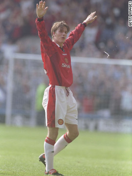 David Beckham made his debut for English Premier League team Manchester United in 1993. By 1996, the midfielder was becoming renowned for his ability to score and create goals with his now legendary right foot. In a match against Wimbledon, Beckham stunned football fans by scoring from the halfway line.