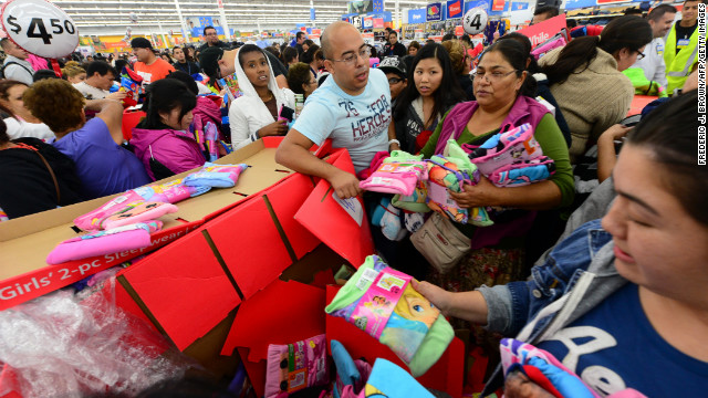 Early shoppers look for bargains at a Walmart Superstore in Rosemead, California.