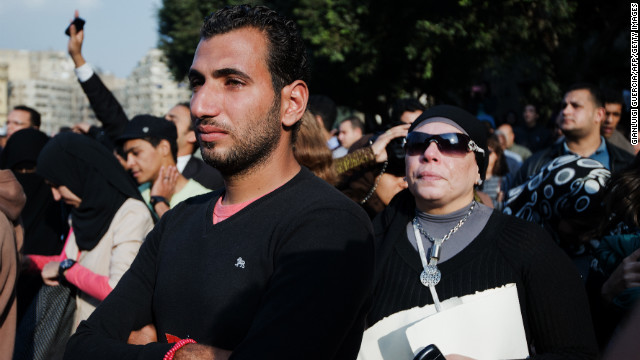 Thousands of activists attend the funeral of Gaber Salah on Monday.
