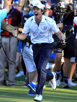 If McIlroy was on song in the individual stakes, he more than played his part in Europe's stunning comeback to win the Ryder Cup at Medinah in Chicago. McIlroy nearly forfeited his singles match by missing the start due to confusion over time zones, but earned a vital point for his side by beating Keegan Bradley as Europe eventually came back from 10-6 down to win 14 1/2 to 13 1/2.