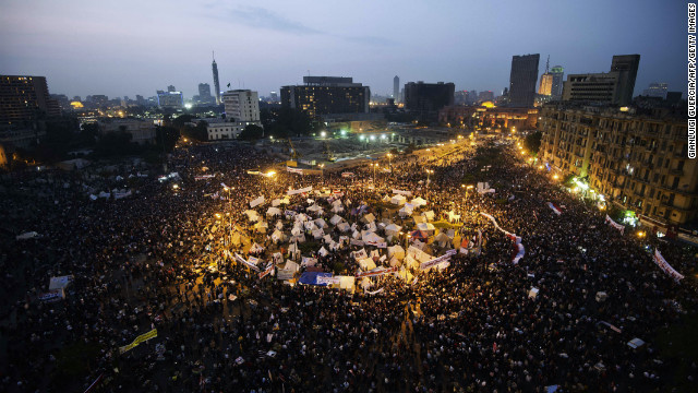 Protesters continue to rally in Tahrir Square on Tuesday.