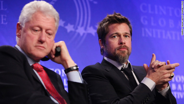 Pitt's influence has stretched beyond Hollywood and into politics. Here, the actor appears alongside former President Bill Clinton at 2009's Clinton Global Initiative meeting to discuss New Orleans after Hurricane Katrina.