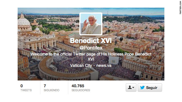 El papa Benedicto XVI estrena cuenta en Twitter: @Pontifex