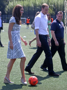 Also on July 26, she and Prince William visited Bacon's College in London. The grey and white Hobbs dress she wore <a href='http://www.fabsugar.com.au/Kate-Middletons-88-Hobbs-Dress-Has-Sold-Out-s-Still-Cute-Snoop-Her-Olympics-Style-from-All-Angles-24173205' >sold out quickly.</a> 