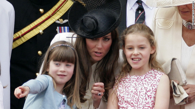 Eloise Taylor, Catherine and Margarita Armstrong-Jones stand on the balcony of Buckingham Palace after the Colour Parade on June 11, 2011, in London. The parade is a celebration of the sovereign's official birthday, although the queen's actual birthday is on April 21.