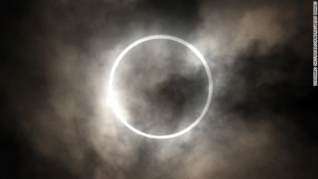 May 21: The sun is obscured by the moon during an annular solar eclipse in Tokyo.