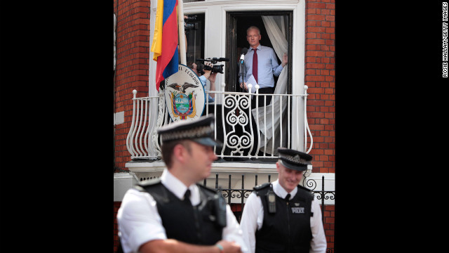 August 19: WikiLeaks founder Julian Assange is seen on the balcony of Ecuador's embassy in London. Facing extradition to Sweden because of allegations of sexual assault, Assange was granted political asylum by Ecuador.