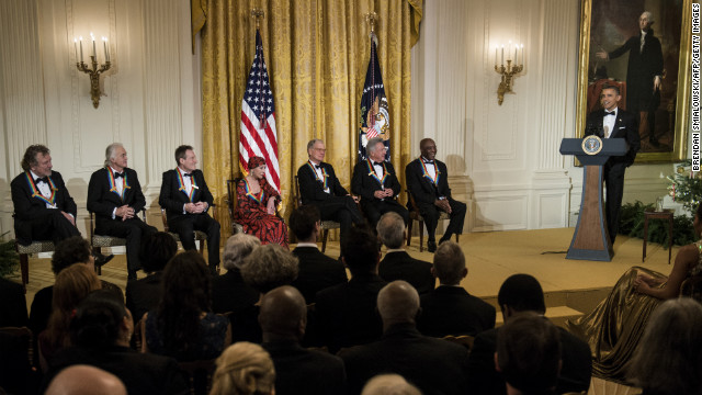 Obama toasts the accomplishments of the Kennedy Center honorees at an event Sunday in the White House East Room. 