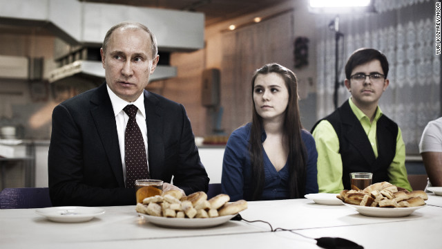 February 13: Prime Minister Vladimir Putin meets with a group of parents, teachers and students in Kurgan, a factory town at the southern end of the Ural Mountains. Putin won a third term as Russia's president on March 4.