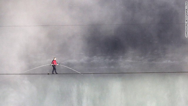 June 15: Aerialist Nik Wallenda walks the tighrope over Niagara Falls in Canada. Wallenda walked across the 1,800-feet-long, 2-inch-wide wire as the first person to cross directly over the falls from the United States into Canada.