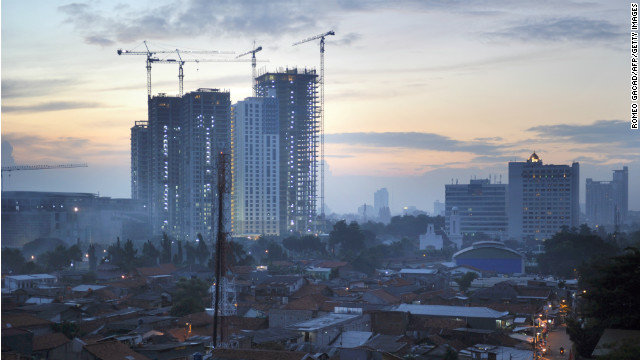 High rise commercial buildings under construction in Jakarta in February.