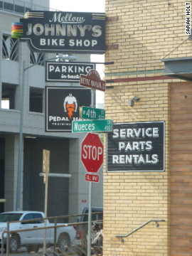 Mellow Johnny's Bike Shop in Austin, Texas, owned by disgraced former cyclist Lance Armstrong. The store in Armstrong's hometown had become a shrine to his seven Tour de France titles, which have now been stripped following doping revelations.