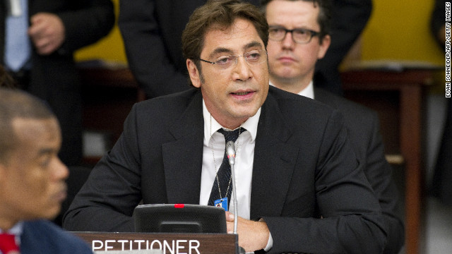 Oscar-winning Spanish actor Javier Bardem addresses the U.N. General Assembly on the issue of Western Sahara in October 2011.