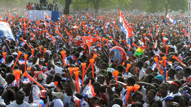 Thousands converged on Ghana's capital as the country's two main political parties held final rallies ahead of Friday's election.