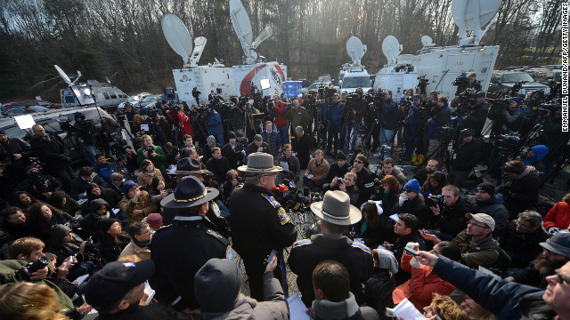 Connecticut State Police Lt. Paul Vance addresses the press on Saturday, December 15. Twenty-seven people, including the shooter, are dead, including 20 children, after a deadly shooting rampage.