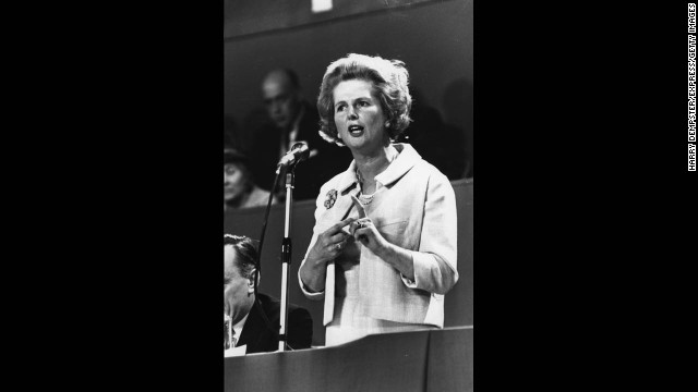 Thatcher addresses a Conservative Party conference in October 1967.