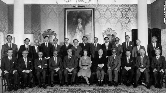 Thatcher with her new Cabinet in June 1979.