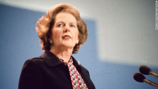 Thatcher addresses a Conservative Party conference in Brighton, England, following an IRA bombing of the Grand Hotel, where many delegates were staying, in October 1984.