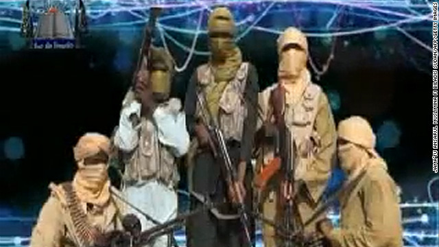 An image released by the radical Islamist group Ansaru reportedly shows members posing at an undisclosed place in 2012. 