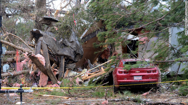 These homes were destroyed by a tornado in the Brantley Mobile Home Park near Troy, Alabama, on December 26.