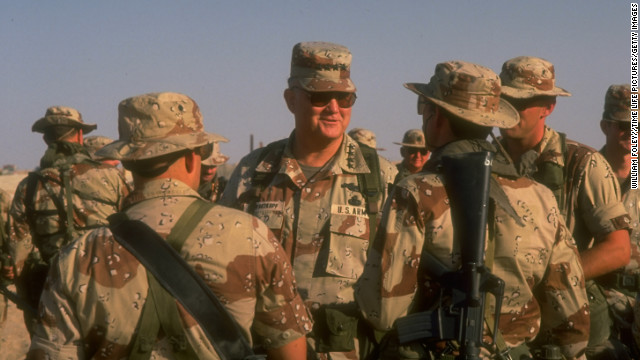 Retired Gen. Norman Schwarzkopf, who commanded coalition forces during the Gulf War, died Thursday, a U.S. official said. He was 78. Operation Desert Shield commander Schwarzkopf, center, with U.S. Special Forces soldiers in US-led allied gulf crisis-containing operations on September 27, 1990.