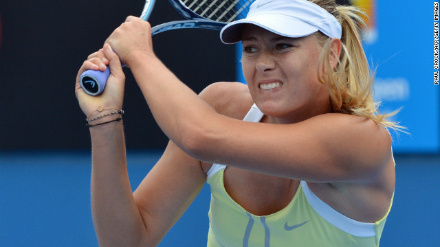 Maria Sharapova hits a return during an exhibition match in the lead-up to the Australian Open. Last year's runnerup decided to play against junior boys after having to pull out of the Brisbane tournament earlier in January.