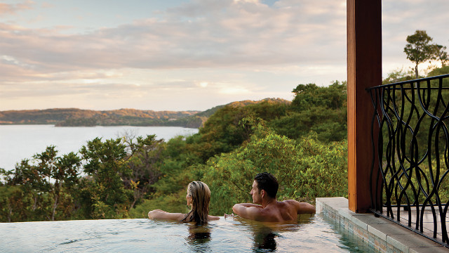 Enjoy the view over the Papagayo Peninsula from your private pool at the Four Seasons.