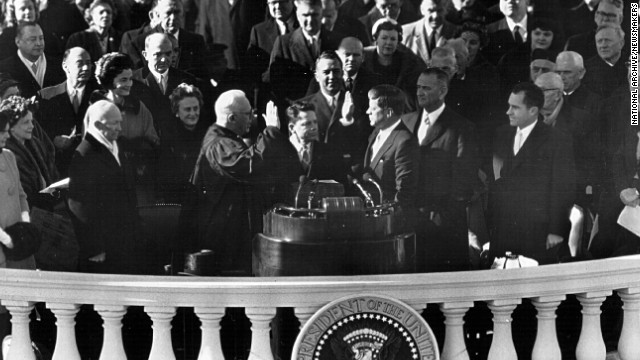 John F. Kennedy is sworn in on January 20, 1961.