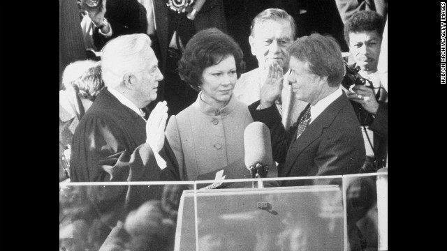 Jimmy Carter is sworn in on January 20, 1977.