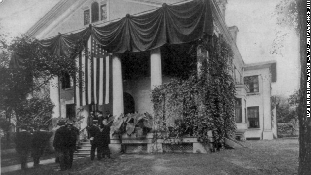 Theodore Roosevelt takes the oath of office in Buffalo, New York, on September 14, 1901, after the assassination of President William McKinley.