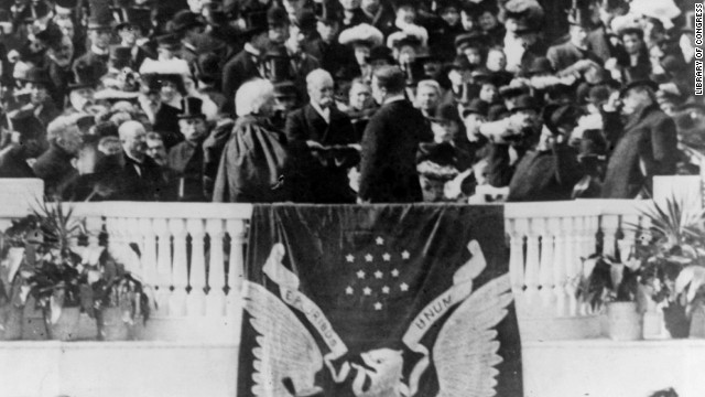 Theodore Roosevelt takes the oath of office for his second term on March 4, 1905.